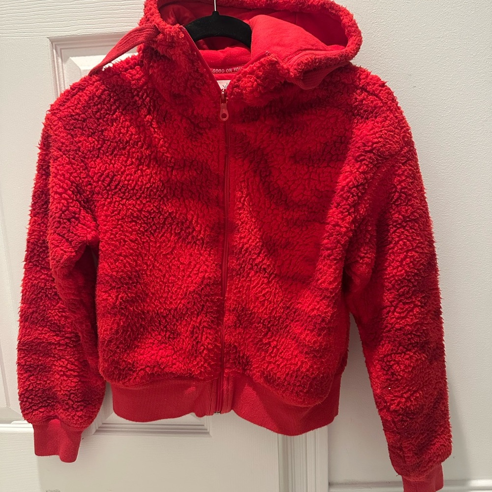 Aerie Fuzzy Red Kids Hoodie